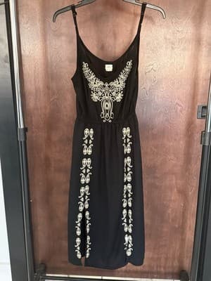 O’Neill XS Black Embroidered Boho Sundress Adjustable Straps Festival W/Pockets - Thumbnail 5