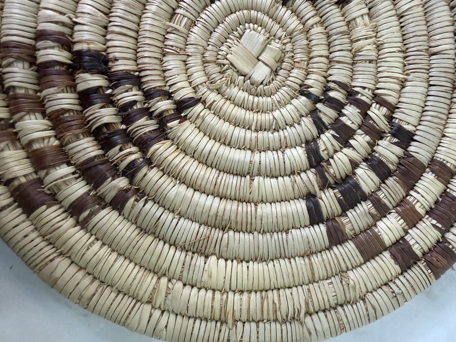 12” Handwoven African Coiled Raffia Basket Woven Round Trivet Placemat Plate - Thumbnail 10