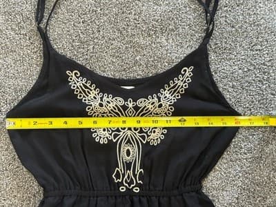 O’Neill XS Black Embroidered Boho Sundress Adjustable Straps Festival W/Pockets - Thumbnail 9