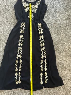 O’Neill XS Black Embroidered Boho Sundress Adjustable Straps Festival W/Pockets - Thumbnail 10