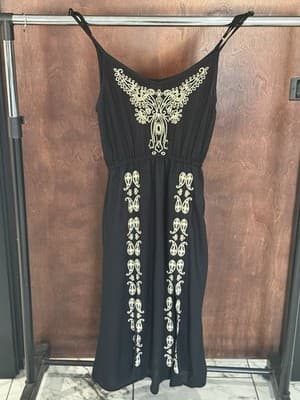 O’Neill XS Black Embroidered Boho Sundress Adjustable Straps Festival W/Pockets - Thumbnail 11