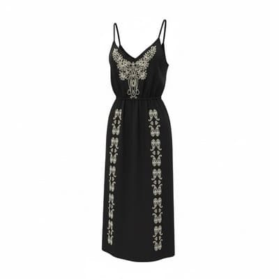 O’Neill XS Black Embroidered Boho Sundress Adjustable Straps Festival W/Pockets - Thumbnail 12