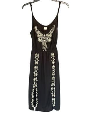 O’Neill XS Black Embroidered Boho Sundress Adjustable Straps Festival W/Pockets - Thumbnail 14