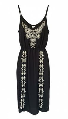 O’Neill XS Black Embroidered Boho Sundress Adjustable Straps Festival W/Pockets - Thumbnail 16