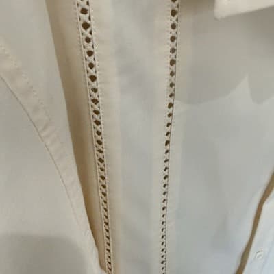 Men’s 3XL Cream Eyelet Short Sleeve Button Up Shirt NWOT Breezy Casual Resort - Thumbnail 4