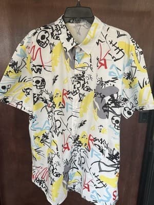 XXL Graffiti Skull Print Button-Up Shirt Streetwear All-Over Print Casual - Thumbnail 2
