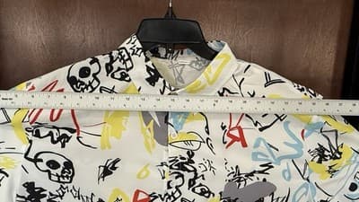XXL Graffiti Skull Print Button-Up Shirt Streetwear All-Over Print Casual - Thumbnail 6