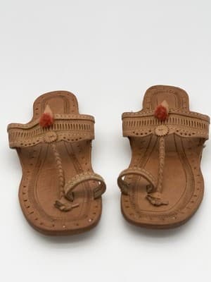 Handmade Leather Kolhapuri Sandals Women Ethnic Indian Flat Boho Slipper Sz 9 - Image 1
