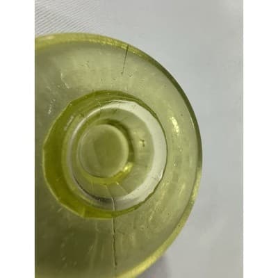 L.E. Smith “By Cracky” Uranium Vaseline Glass Candle Holder Glows UV - Thumbnail 13
