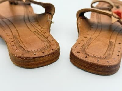 Handmade Leather Kolhapuri Sandals Women Ethnic Indian Flat Boho Slipper Sz 9 - Thumbnail 8