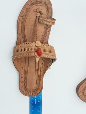 Handmade Leather Kolhapuri Sandals Women Ethnic Indian Flat Boho Slipper Sz 9 - Thumbnail 9