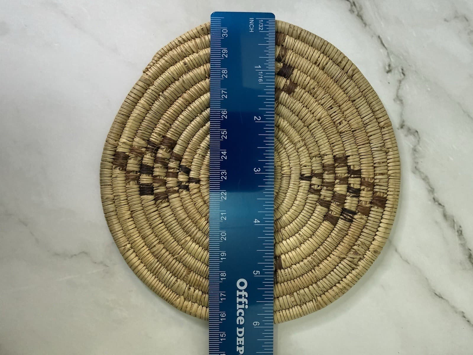 12” Handwoven African Coiled Raffia Basket Woven Round Trivet Placemat Plate - Thumbnail 15