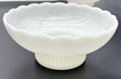 E. O. Brody Co. Milk Glass Candy Bowl M2000 Scalloped Edge Vintage - Image 1