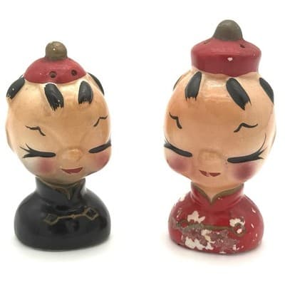 VTG Japanese Boy & Girl Salt & Pepper Set Occupied Japan Ceramic Hand Painted - Image 1