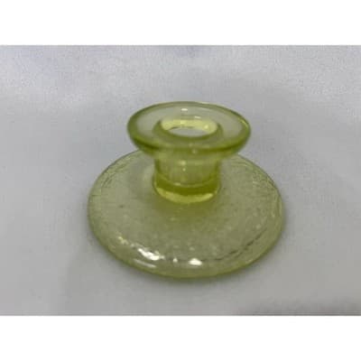 L.E. Smith “By Cracky” Uranium Vaseline Glass Candle Holder Glows UV - Thumbnail 6
