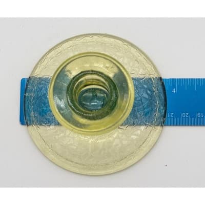 L.E. Smith “By Cracky” Uranium Vaseline Glass Candle Holder Glows UV - Thumbnail 8