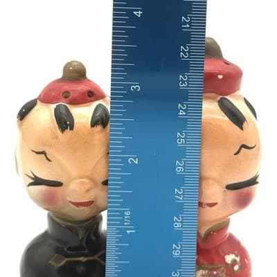 VTG Japanese Boy & Girl Salt & Pepper Set Occupied Japan Ceramic Hand Painted - Thumbnail 7