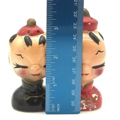 VTG Japanese Boy & Girl Salt & Pepper Set Occupied Japan Ceramic Hand Painted - Thumbnail 8