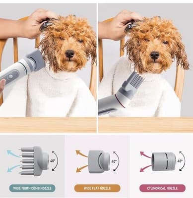 Portable Handheld Pet Hair Dryer, 3 Temp Settings & 3 Attachments New In Box - Thumbnail 4