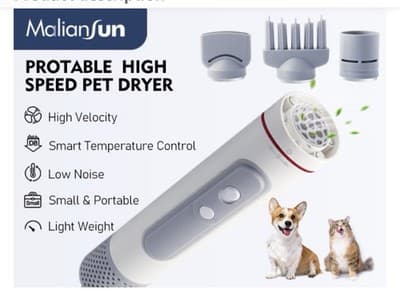 Portable Handheld Pet Hair Dryer, 3 Temp Settings & 3 Attachments New In Box - Thumbnail 5