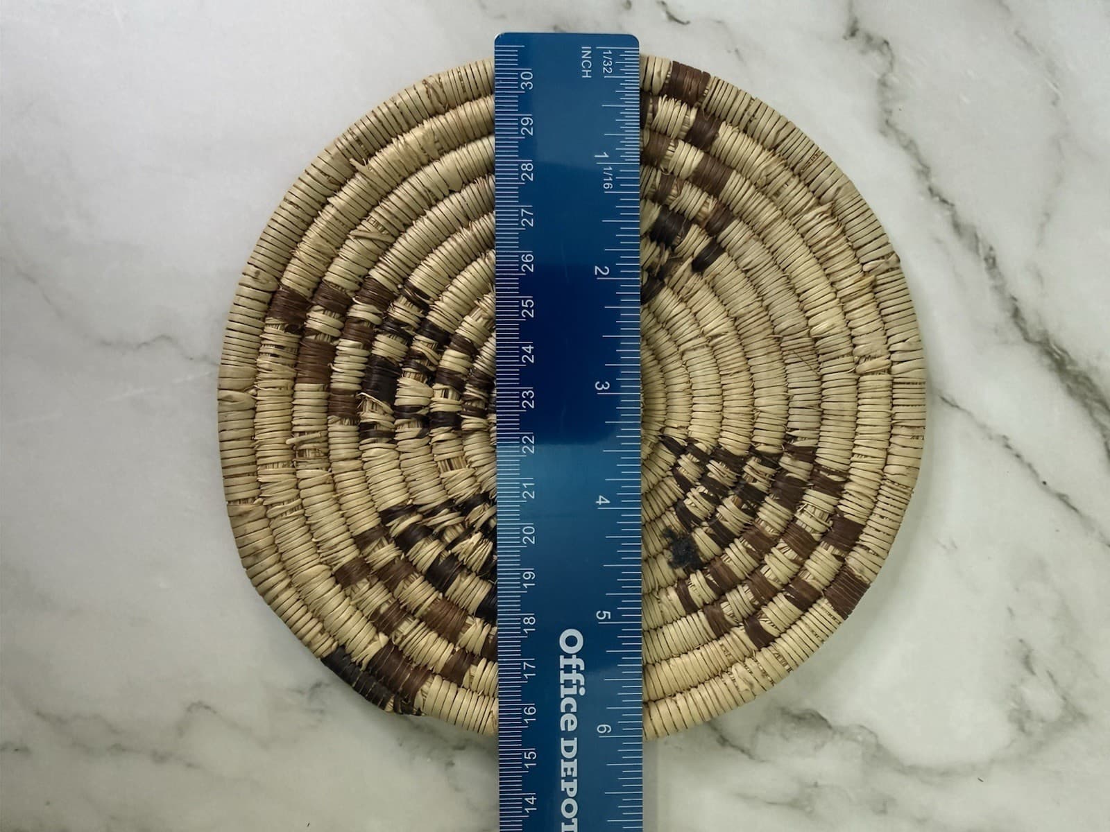 12” Handwoven African Coiled Raffia Basket Woven Round Trivet Placemat Plate - Thumbnail 16