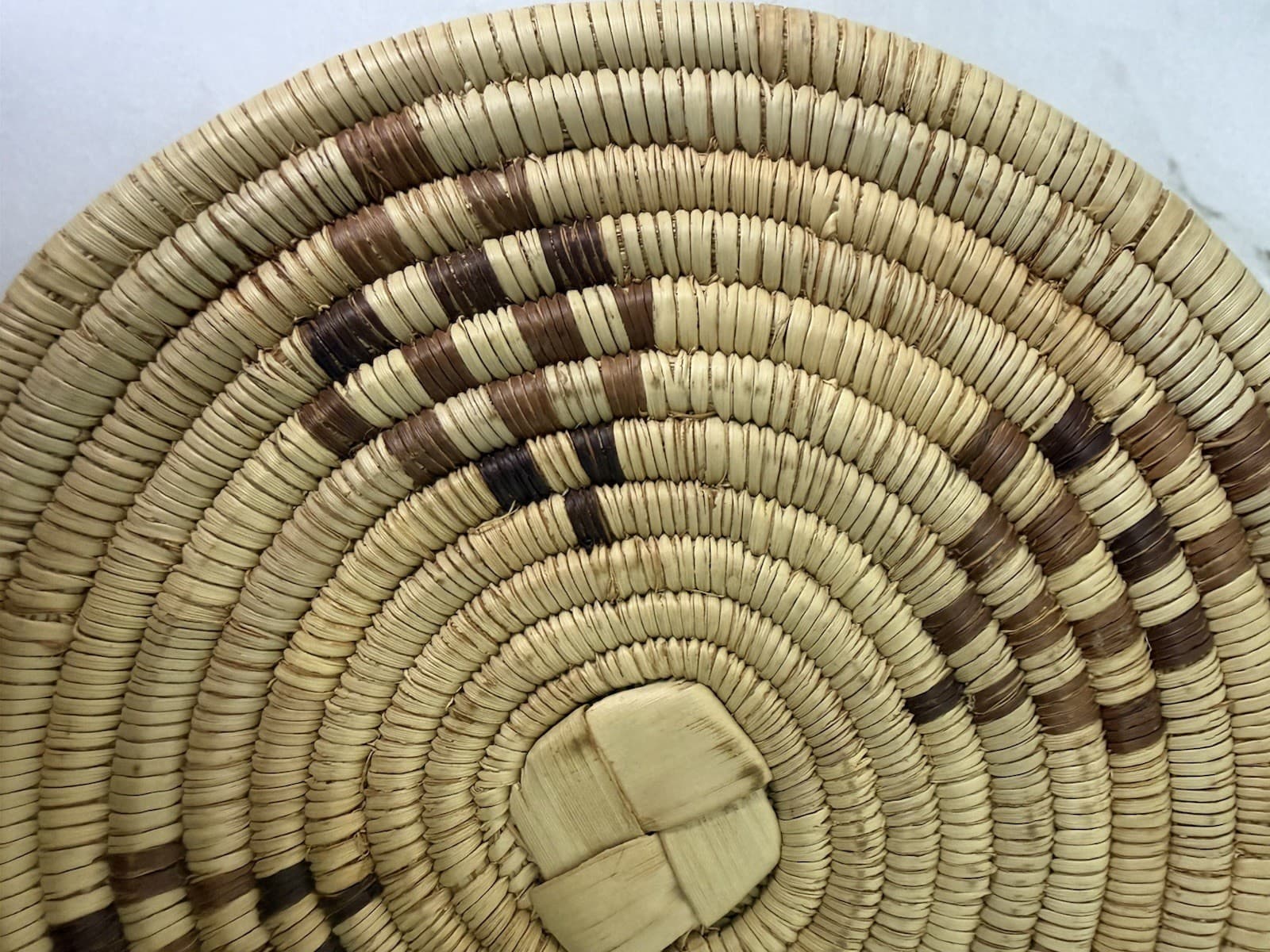 12” Handwoven African Coiled Raffia Basket Woven Round Trivet Placemat Plate - Thumbnail 5