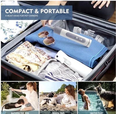 Portable Handheld Pet Hair Dryer, 3 Temp Settings & 3 Attachments New In Box - Thumbnail 3