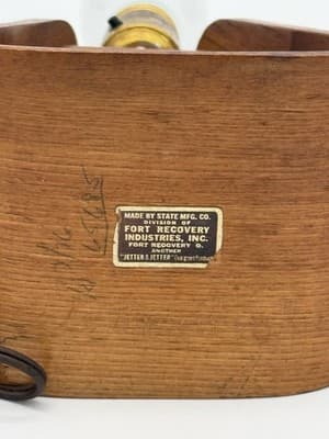 Vintage 1950s Jetter & Jetter Fort Recovery Wooden Stirrup Table Lamp MCM - Thumbnail 9