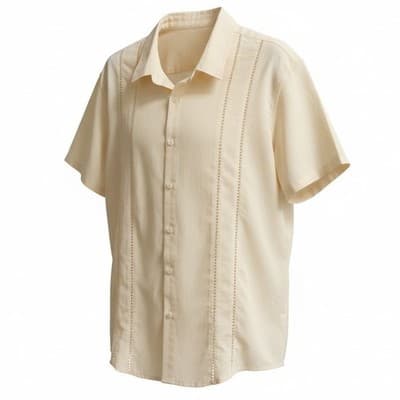 Men’s 3XL Cream Eyelet Short Sleeve Button Up Shirt NWOT Breezy Casual Resort - Image 1