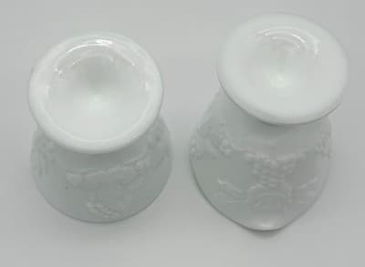 Vintage Milk Glass Grapevine Pattern Footed Creamer and Sugar Bowl Set - Thumbnail 4