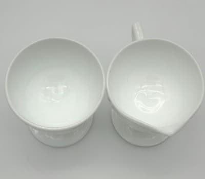 Vintage Milk Glass Grapevine Pattern Footed Creamer and Sugar Bowl Set - Thumbnail 11