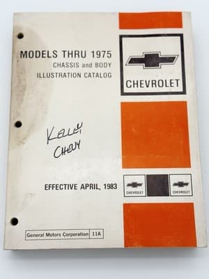 Vintage 1983 Chevrolet Models Thru 1975 Chassis & Body Illustration Catalog GM - Image 1