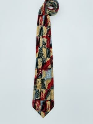 Fumagalli’s Rare VTG 100% Silk Abstract Geometric Necktie Handmade Spain Italy - Image 1