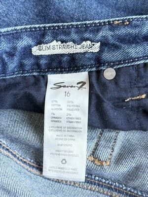 Seven7 Jeans Slim Straight Stretch High Rise Med Wash Women’s 16 90’s Style - Thumbnail 5