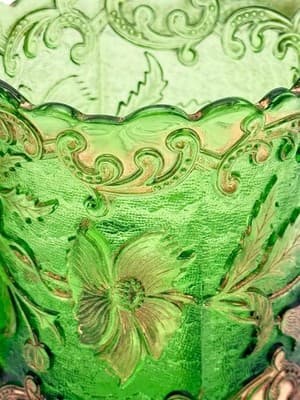 Antique Floradora Bohemian Emerald Green W/Gold Gilt EAPG Creamer US Glass Co - Thumbnail 4