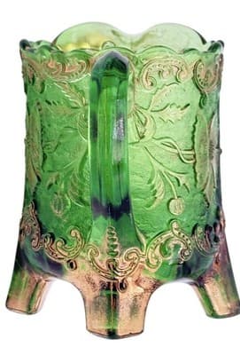 Antique Floradora Bohemian Emerald Green W/Gold Gilt EAPG Creamer US Glass Co - Thumbnail 7
