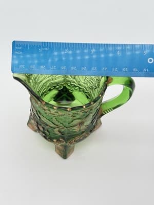 Antique Floradora Bohemian Emerald Green W/Gold Gilt EAPG Creamer US Glass Co - Thumbnail 13
