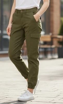 Gap Girlfriend Joggers Khaki Utility Cargo Midrise New W/Tags Relaxed Size 4 - Image 1