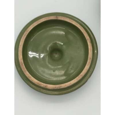 Vintage Hull Pottery Avocado Green Drip Glaze BeanPot/Crock/Jar w/Lid Oven Proof - Thumbnail 8