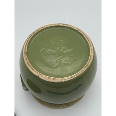 Vintage Hull Pottery Avocado Green Drip Glaze BeanPot/Crock/Jar w/Lid Oven Proof - Thumbnail 9