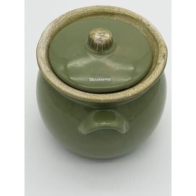 Vintage Hull Pottery Avocado Green Drip Glaze BeanPot/Crock/Jar w/Lid Oven Proof - Thumbnail 10
