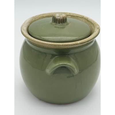 Vintage Hull Pottery Avocado Green Drip Glaze BeanPot/Crock/Jar w/Lid Oven Proof - Thumbnail 11