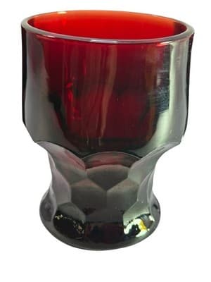 Anchor Hocking Georgian Royal Ruby Red Tumblers Honeycomb Thumbprint Set Of 3 - Thumbnail 2