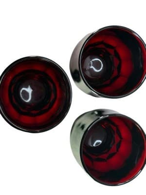 Anchor Hocking Georgian Royal Ruby Red Tumblers Honeycomb Thumbprint Set Of 3 - Thumbnail 3