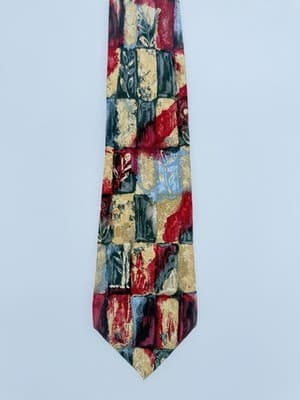 Fumagalli’s Rare VTG 100% Silk Abstract Geometric Necktie Handmade Spain Italy - Thumbnail 2