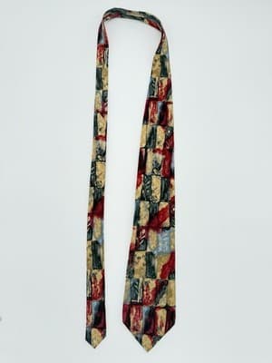 Fumagalli’s Rare VTG 100% Silk Abstract Geometric Necktie Handmade Spain Italy - Thumbnail 5