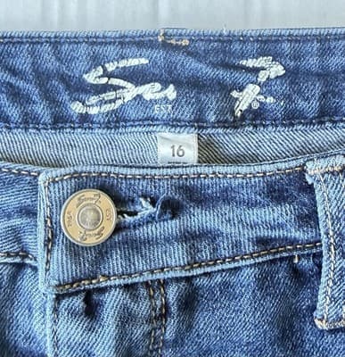 Seven7 Jeans Slim Straight Stretch High Rise Med Wash Women’s 16 90’s Style - Thumbnail 14