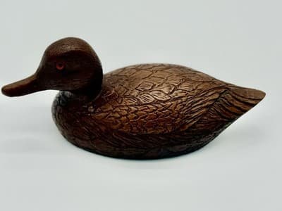 Cas-Carved Wood Art Products Vintage Duck Decoy Hand Carved Style Glass Eyes - Image 1