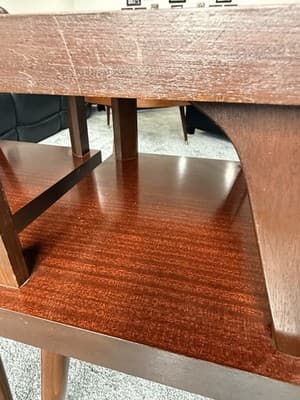 Vintage MCM Pair Two-Tier End Tables Mid Century Modern Brass Legs - Thumbnail 15