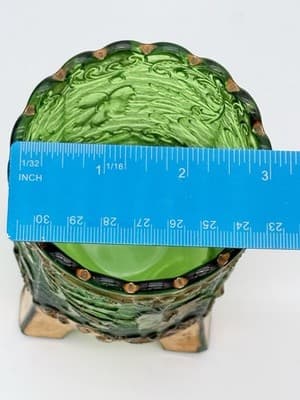 Antique US Glass Floradora Emerald Green Gold Gilt Spooner Celery Vase EAPG - Thumbnail 10